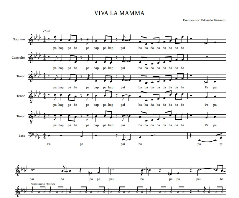 Portada del arreglo vocal Viva la Mamma